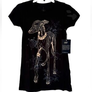 Key Closet Greyhound Black Women’s Swarovski Studded Short Sleeve Tee Size Small